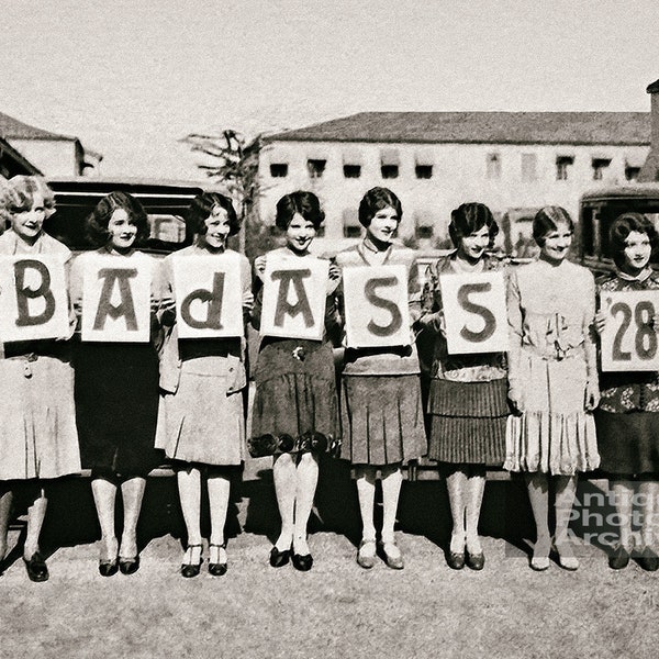 Sorority sisters gift dorm room decor poster vintage photo print Badass big little photograph bad ass black and white photography wall decor