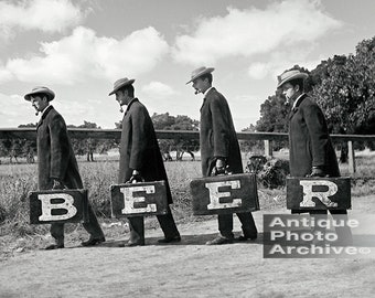 Beer poster print vintage photo bar decor home brewery gift tavern pub speakeasy prohibition making black and white old picture men friends