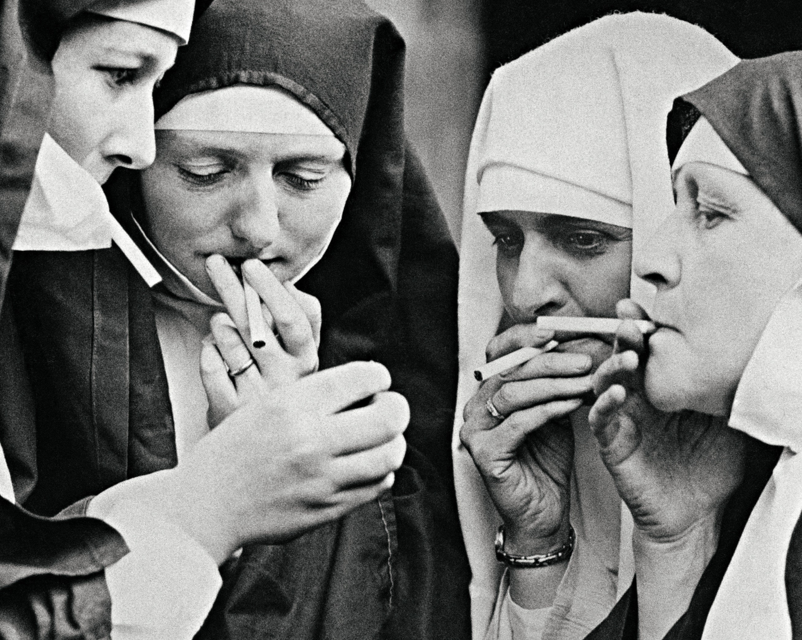 are nuns allowed to smoke cigarettes Smoking Nuns Photo Print, Vintage Funny Wall Art