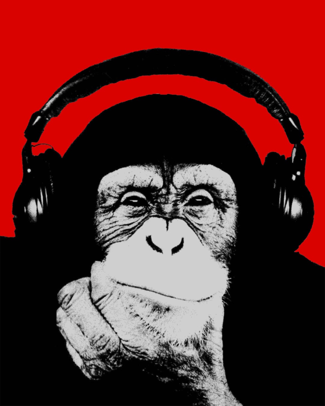 Monkey Art Print Pop Art Poster Chimp Chimpanzee Headphones Cool