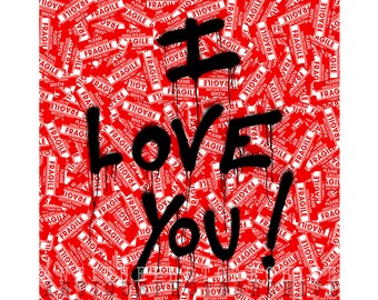 I love you gift for husband wife girlfriend boyfriend her him lover print poster Anniversary Valentines Day pop art grafitti wall decor