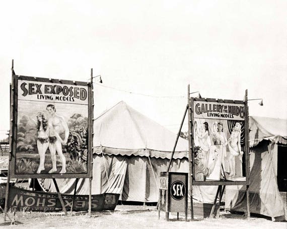 Vintage Photo Live Sex Carnival Peep Show Print Poster Nudes photo