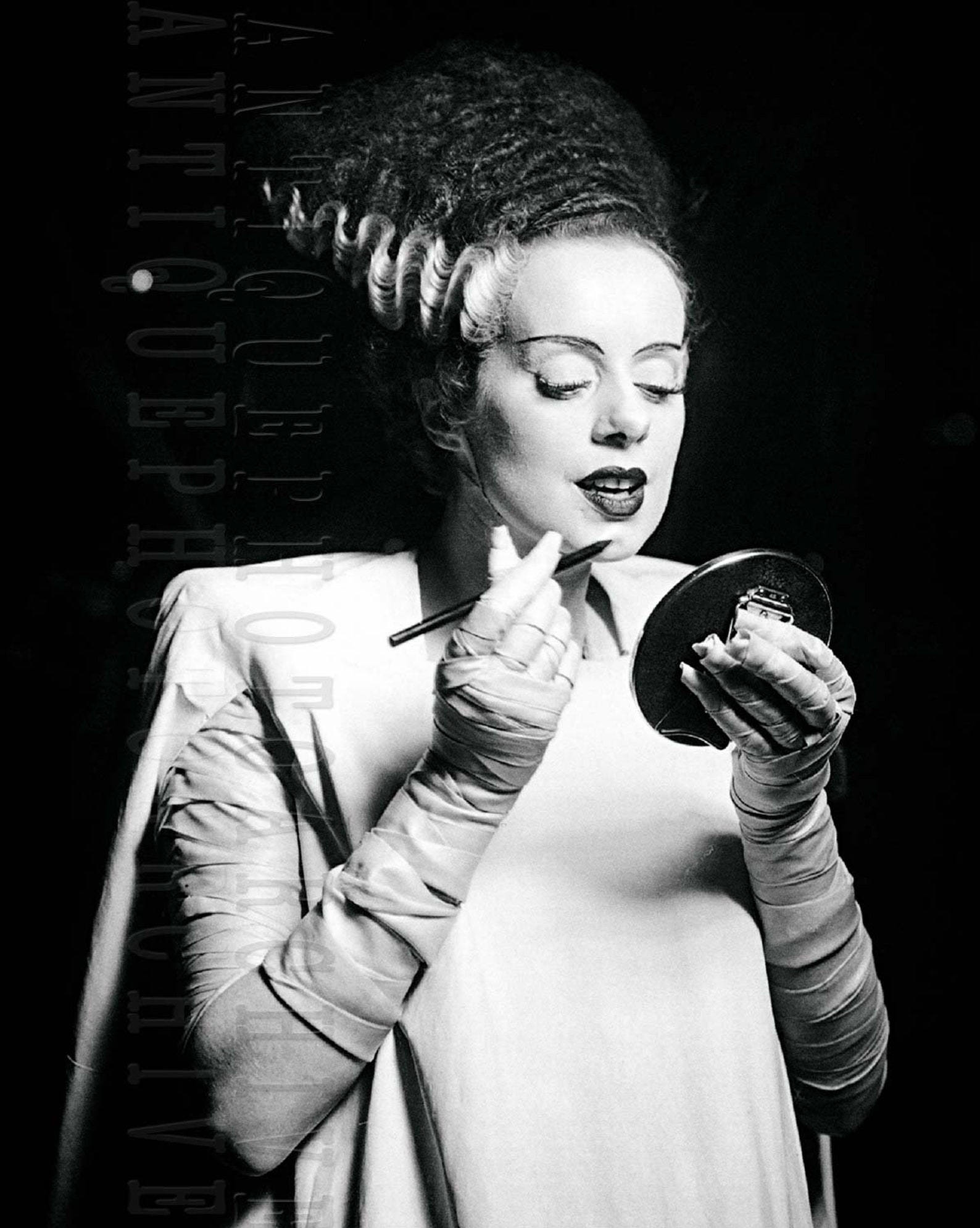 Weird Vintage Photo Bride of Frankenstein Wall Decor Print Black and