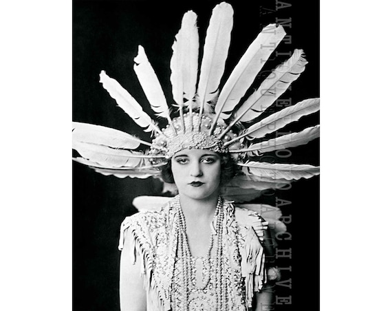Vintage photo Ziegfeld Follies poster print feather headdress | Etsy