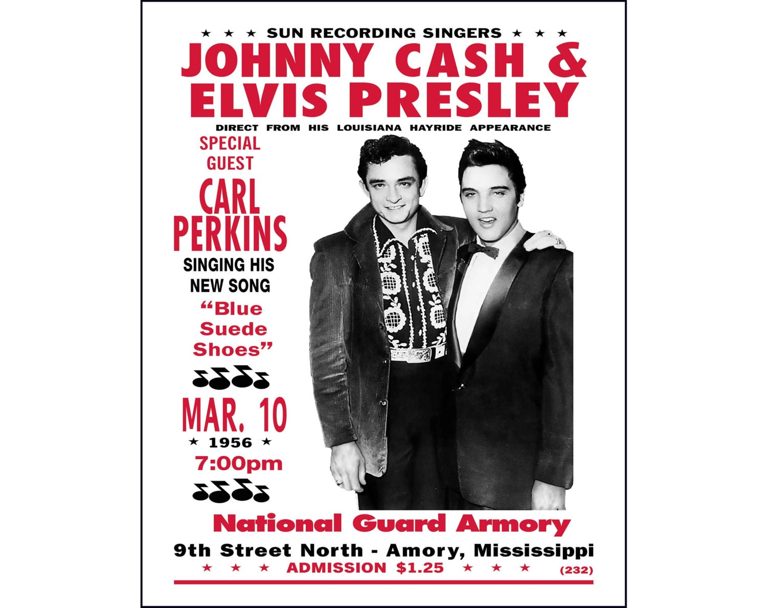 Johnny Cash Elvis Presley Print Photo Vintage Concert Poster Etsy