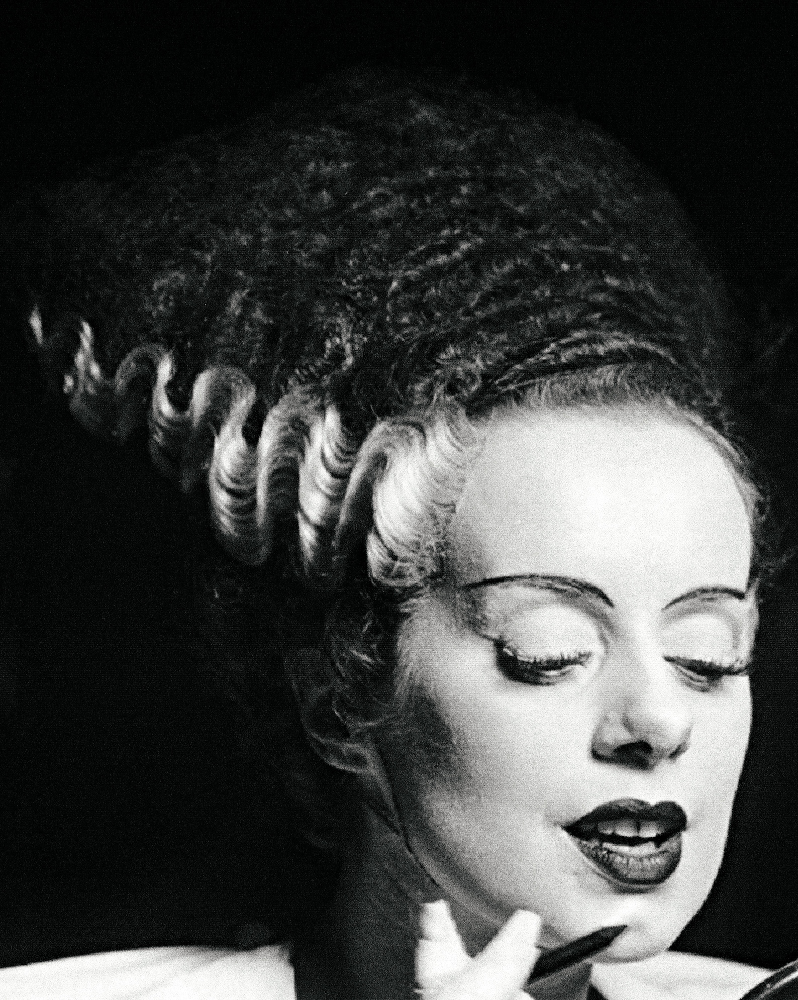 Weird Vintage Photo Bride of Frankenstein Wall Decor Print Black and