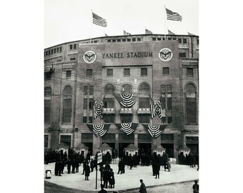 New York baseball stadium vintage photography print poster gift NY fan black and white decor wall art sports gift fan old picture print