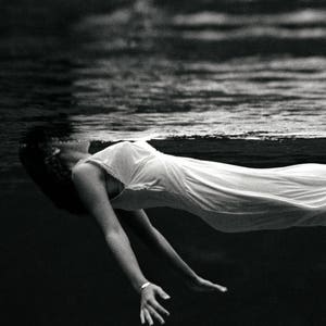 Vintage photo fine art photography black and white wall decor print Toni Frissell photograph woman floating underwater poster water 1940s image 3