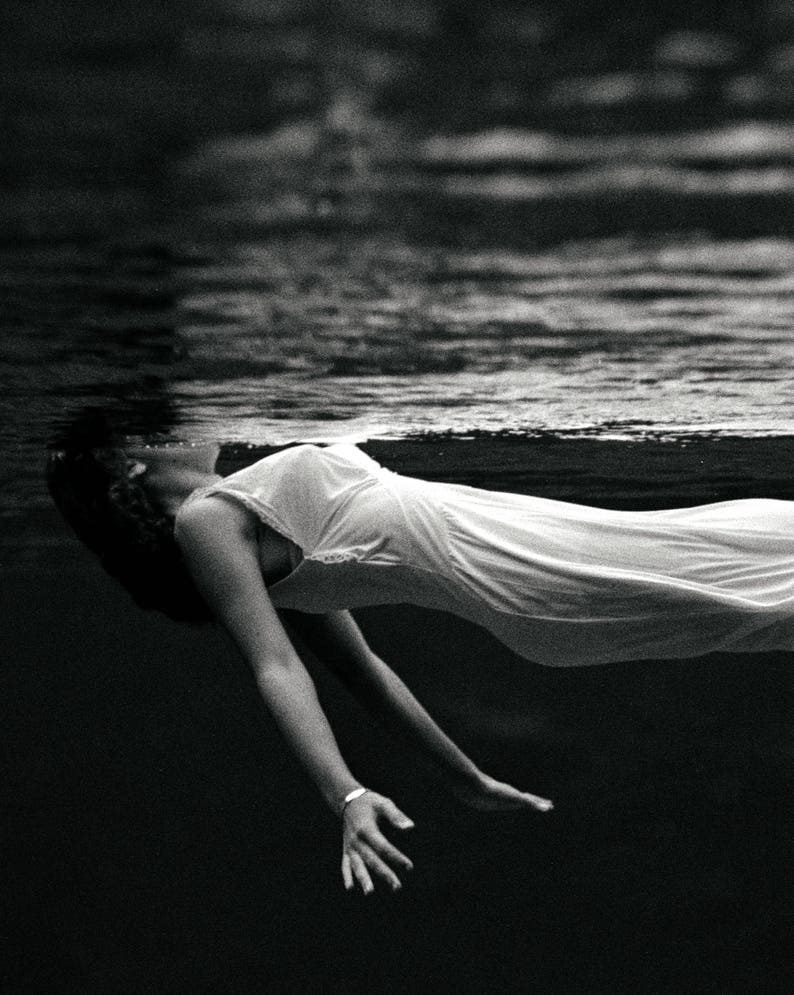 Vintage photo fine art photography black and white wall decor print Toni Frissell photograph woman floating underwater poster water 1940s image 3