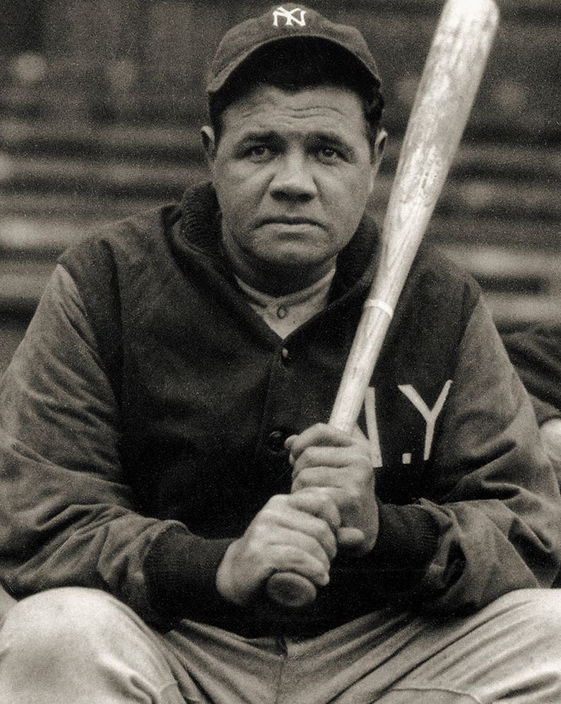 Babe Ruth Photo Print Vintage New York Ny Yankees Baseball Fan Etsy