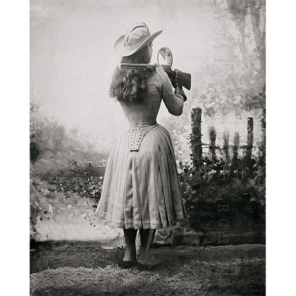 Annie Oakley photograph print poster vintage western wall decor gun owner gift art girl woman shooter wild west badass sharpshooter