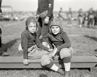 Vintage photography print youth football player boys sports black & white poster antique wall decor kids room old picture