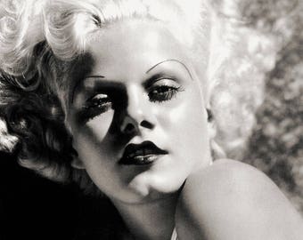 Vintage movie star 1940s pin up photography print wall art glam decor classic Hollywood black and white cinema film home theater poster