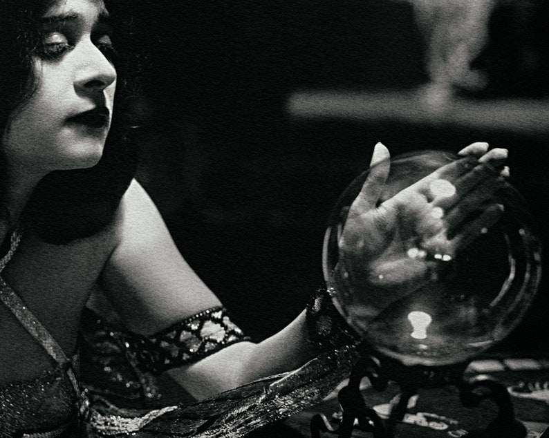 Fortune Teller Crystal Ball Vintage Photograph Witch Wall Etsy