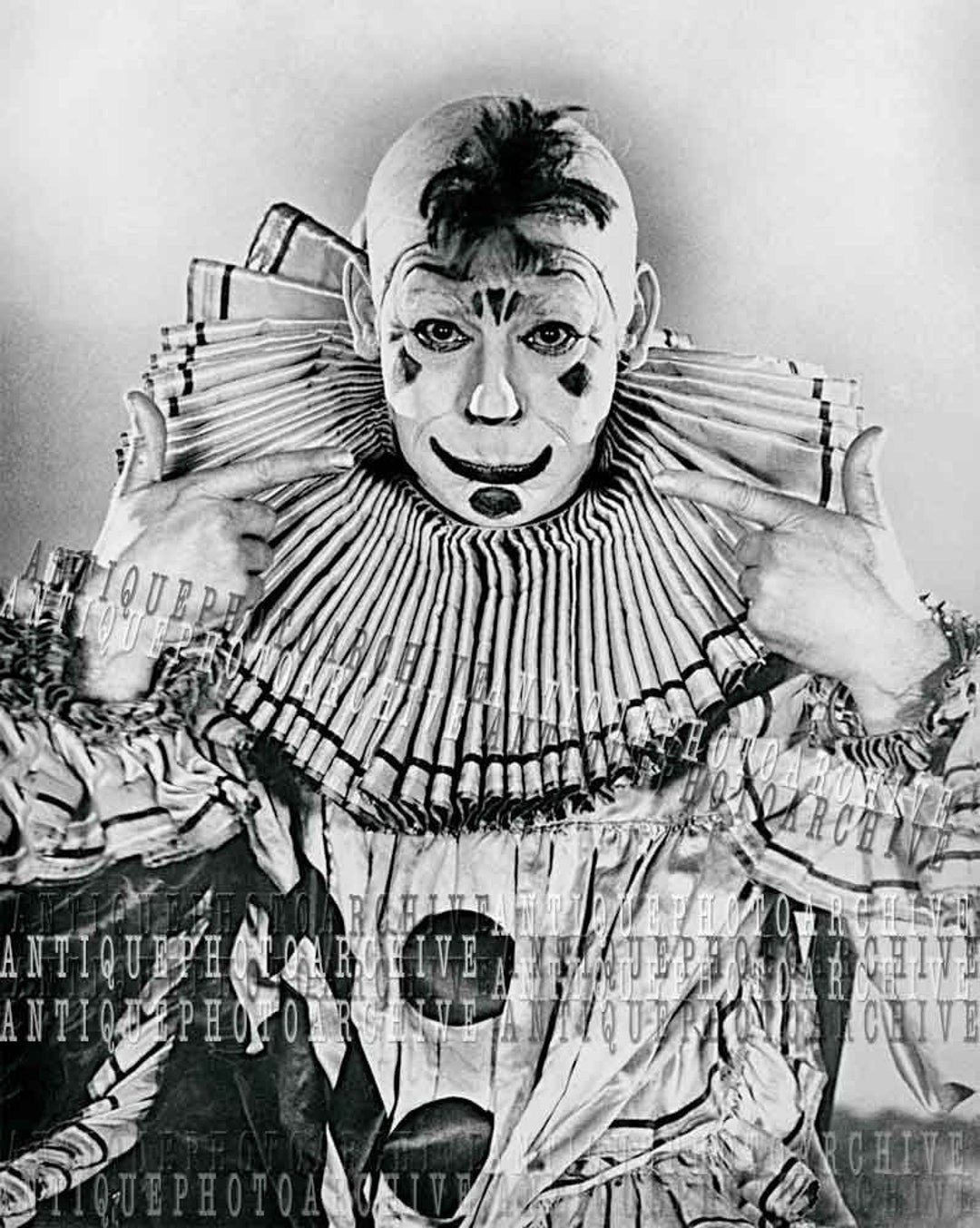 Creepy clown scary weird vintage photo print Halloween strange