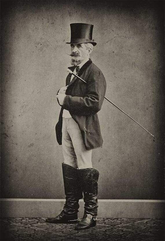 Vintage Photo Victorian Man Top Hat 