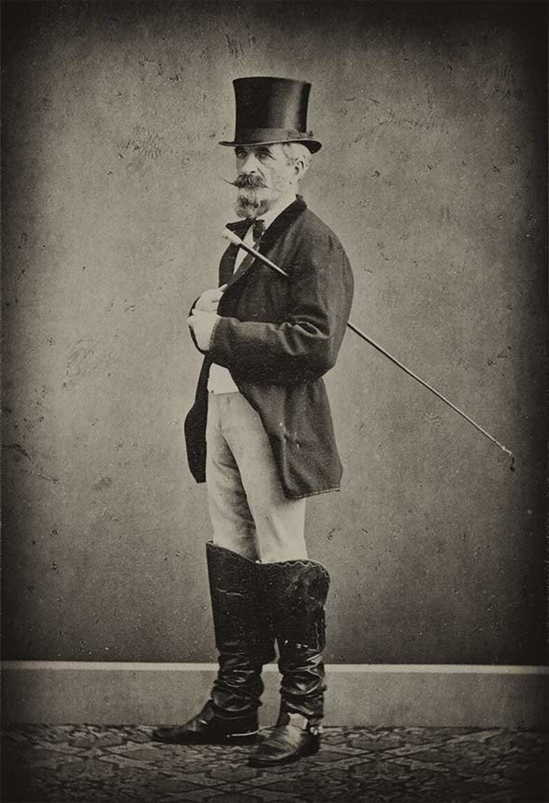 Vintage Photo Victorian Man Top Hat Black and White Antique Etsy