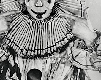 Creepy Clown Scary Weird Vintage Photo Print Halloween Strange