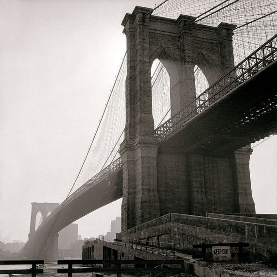 New York Wall Art Brooklyn Bridge NYC City Vintage Photo