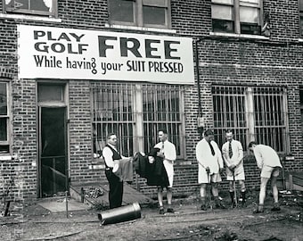 Vintage golf photo print gift golfer wall decor poster sports men funny fathers day for him black and white old picture humor art laundry
