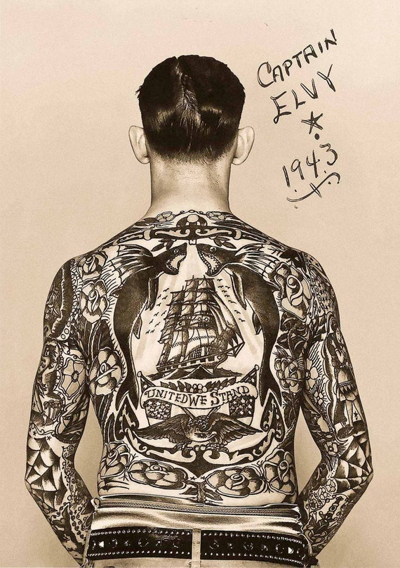 Tattoo Art Print Vintage Photo Tattooed Man Gift Artist Sailor Etsy