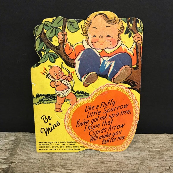 Vintage E Rosen Company Lollipop / Sucker Valentine Card Made in USA