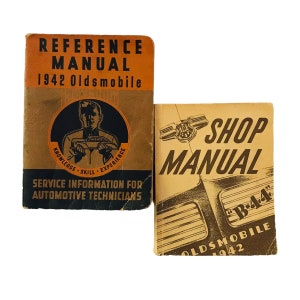 Two Oldsmobile 1942 Shop Reference Manual Guide Handbooks Olds Owners Classic Car Collectible ORIGINAL Guides