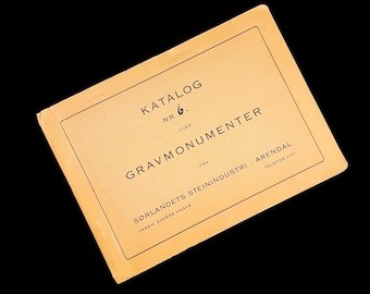 Katalog 6 Folleto conmemorativo de Gravmonumenter Catálogo de lápidas y lápidas Sorlandets Steinindustri Arendal Noruega