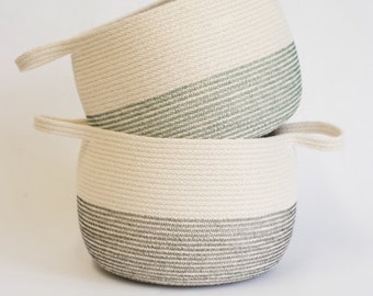 Deep Rope Basket with Handles
