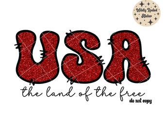 Patriotic USA Glitter PNG, 4th of July Design (Digital Download)