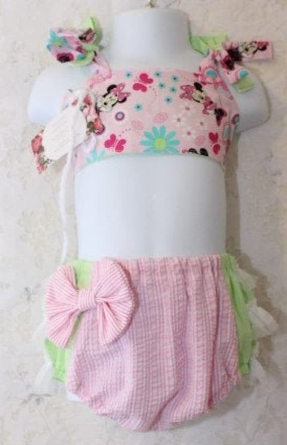 Handmade minnie mouse bathing suit jumper romper toddler size Etsy
