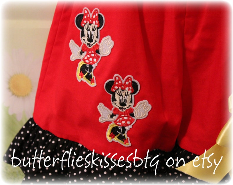Handmade new minnie mouse shorts size 4-5T girls toddlers dresses pants ready to ship free shipping red black yellow white summer wear
