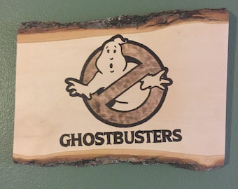 Ghostbusters hand burned wood art decor