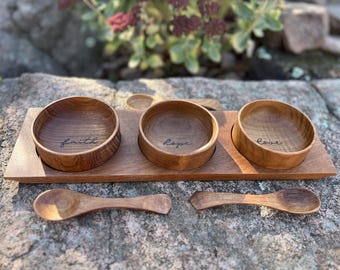 Hand-burned "Faith, Hope, Love" Wooden Bowl Trio