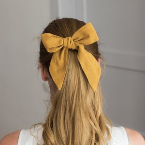 Gold yellow ladies bow, hair bow for women, headband, lady bow tie, ladies scarf, gifts for her, Gold collection image 1