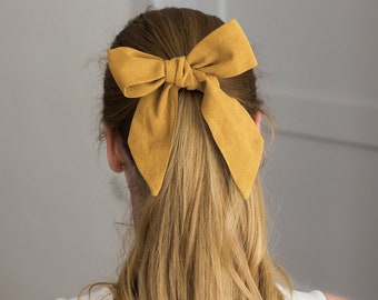 Gold yellow ladies bow, hair bow for women, headband, lady bow tie, ladies scarf, gifts for her, Gold collection
