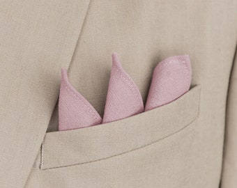 Solid blush pink pocket square, dusty rose handkerchief, groom groomsmen pocket squares, pink rustic boho wedding