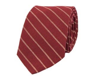 Frederick Thomas Granate Borgoña Rojo Oscuro Y Cinta Naranja A Rayas Corbata Hombre-S