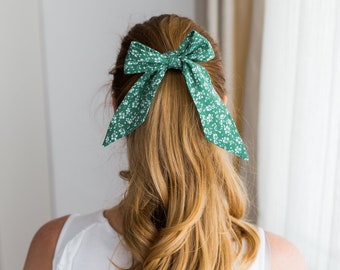 Green floral headband, lady hair bow , Women's floral bow tie, ladies scarf, office outfit for women, gifts for her, Clara collection