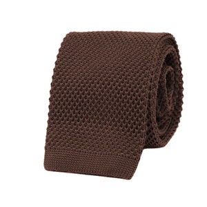 Brown knitted tie, dark knit necktie for men, chocolate wedding ties for groom and groomsmen, wedding neckties