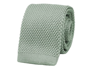 Cravate en tricot vert menthe, cravate en tricot pour hommes, cravates de mariage eucalyptus pour le marié et les garçons d'honneur, cravates de mariage