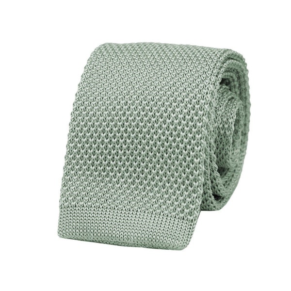 Cravate en tricot vert menthe, cravate en tricot pour hommes, cravates de mariage eucalyptus pour le marié et les garçons d'honneur, cravates de mariage