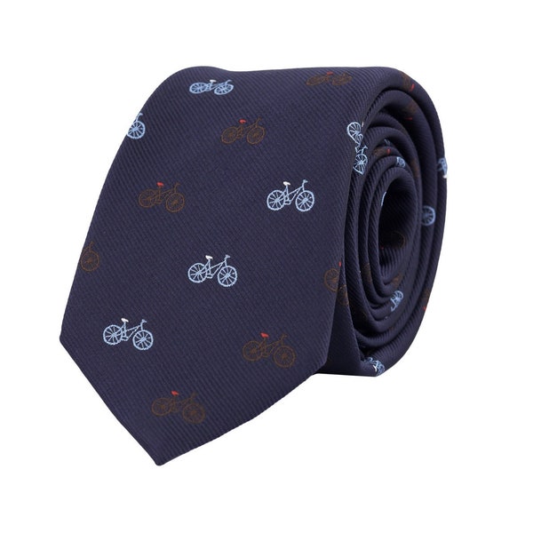 Marineblaue Fahrrad krawatte, Fahrrad Design Krawatte, Fahrrad krawatte, Sport fan Geschenk, bestickte Radfahrer Neckties für Männer
