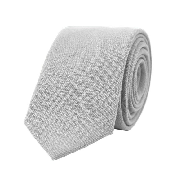Cravate gris brume, cravate gris clair solide, cravate en coton garçon d’honneur, cravate de mariage gris brume pour marié, mariages rustiques boho