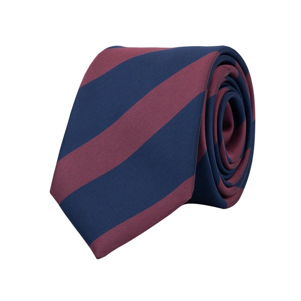 Navy blue burgundy stripes necktie for men, regimental striped tie, dark blue wedding ties for groom and groomsmen