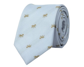 Dusty blue horses tie, horse rider necktie, horse racing ties, embroidered neckties, gift for men