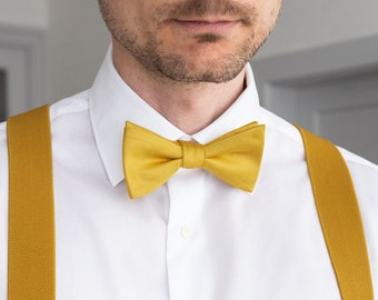 Yellow textured self-tie bow tie, elegant wedding untied bow ties for groomsmen and groom, golden yellow bow tie, Daisy collection