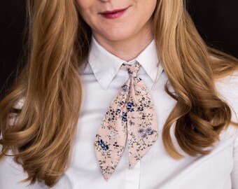Pink necktie, headband, Women's floral bow tie, rose ladies scarf, office outfit for women, gifts for her, Maia collection