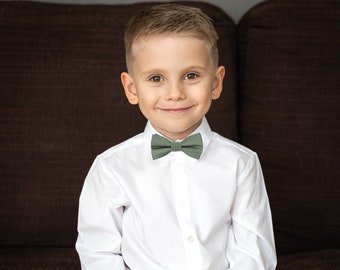 Sage green kids bow tie, Polka dot boys bow ties, Ring bearer wedding outfit, Baby dotted bow tie, children bow tie