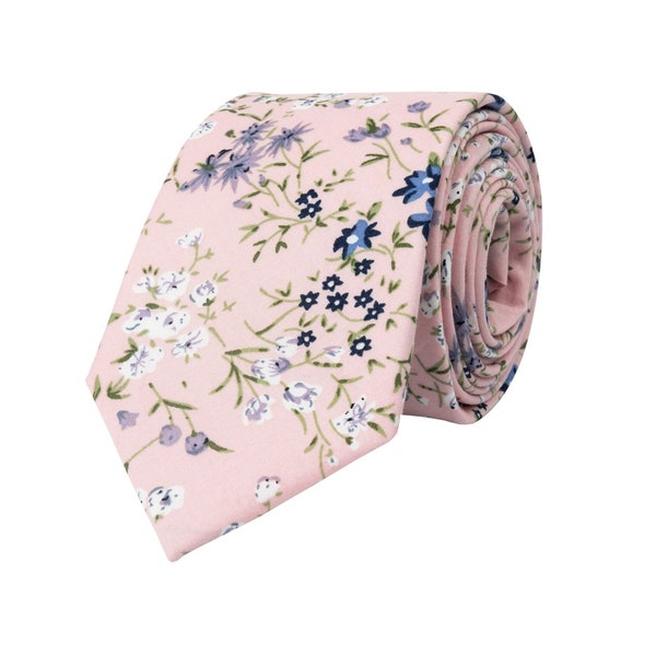 Pink floral tie for men, blush rose wedding necktie for groom groomsmen, cotton ties, boho weddings, gift for him, Maia collection